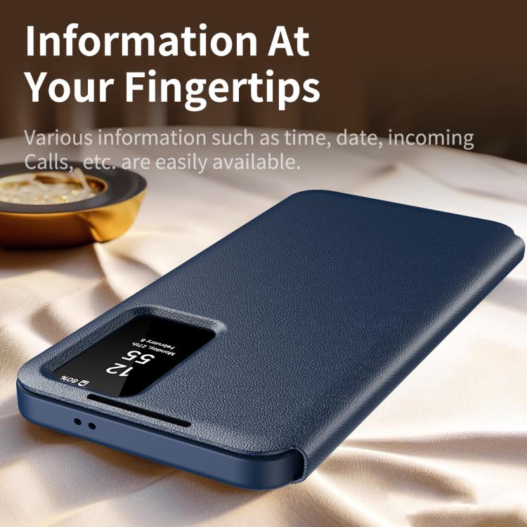 For Samsung Galaxy S24 Ultra 5G Smart View Window Leather Phone Case with Card Slot(Blue) For Samsung Galaxy S24 Ultra 5G Smart View Window Leather Phone Case with Card Slot(Blue)