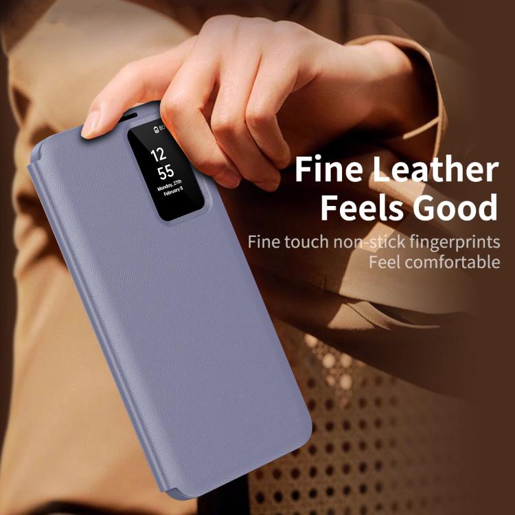 For Samsung Galaxy S25 5G Smart View Window Leather Phone Case with Card Slot(Purple) 3