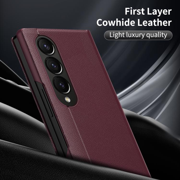 For Samsung Galaxy Z Fold4 Smart View Window Leather Phone Case with Card Slot(Red) For Samsung Galaxy Z Fold4 Smart View Window Leather Phone Case with Card Slot(Red)