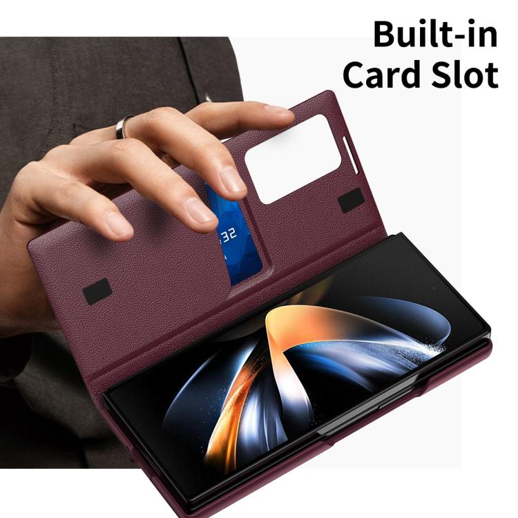 For Samsung Galaxy Z Fold4 Smart View Window Leather Phone Case with Card Slot(Red) For Samsung Galaxy Z Fold4 Smart View Window Leather Phone Case with Card Slot(Red)