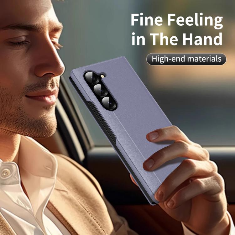 For Samsung Galaxy Z Fold5 5G Smart View Window Leather Phone Case with Card Slot(Purple) For Samsung Galaxy Z Fold5 5G Smart View Window Leather Phone Case with Card Slot(Purple)