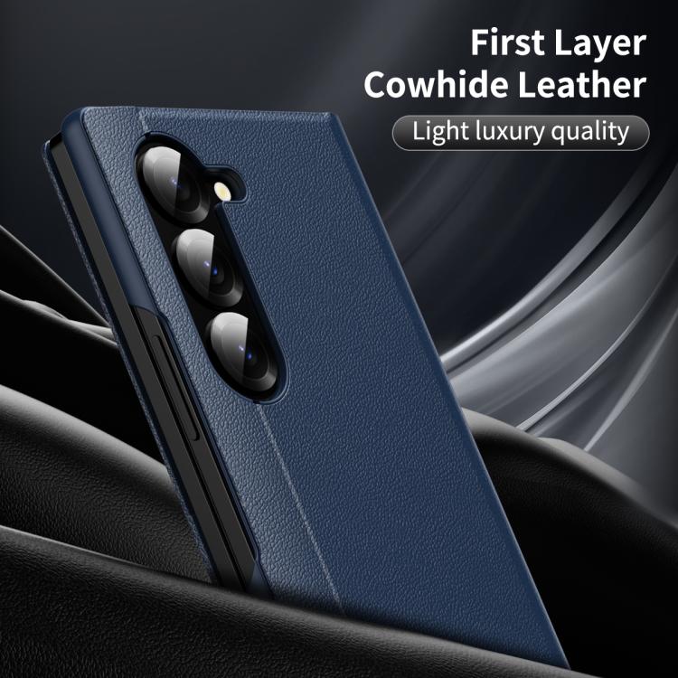 For Samsung Galaxy Z Fold6 5G Smart View Window Leather Phone Case with Card Slot(Blue) For Samsung Galaxy Z Fold6 5G Smart View Window Leather Phone Case with Card Slot(Blue)