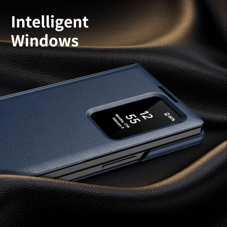 For Samsung Galaxy Z Fold6 5G Smart View Window Leather Phone Case with Card Slot(Blue) For Samsung Galaxy Z Fold6 5G Smart View Window Leather Phone Case with Card Slot(Blue)