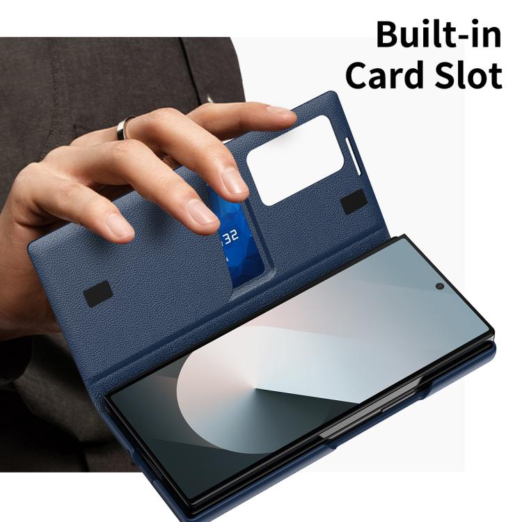 For Samsung Galaxy Z Fold6 5G Smart View Window Leather Phone Case with Card Slot(Blue) For Samsung Galaxy Z Fold6 5G Smart View Window Leather Phone Case with Card Slot(Blue)