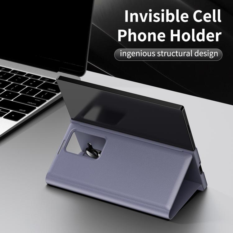 For Samsung Galaxy Z Fold6 5G Smart View Window Leather Phone Case with Card Slot(Purple)