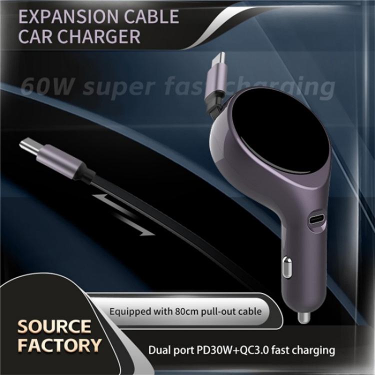K1 With Retractable Cable Car Charger Type-C PD 20W Fast Charging Adapter K1 With Retractable Cable Car Charger Type-C PD 20W Fast Charging Adapter