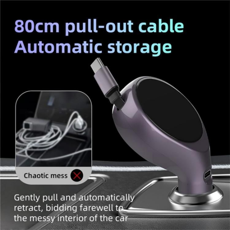 K1 With Retractable Cable Car Charger Type-C PD 20W Fast Charging Adapter K1 With Retractable Cable Car Charger Type-C PD 20W Fast Charging Adapter