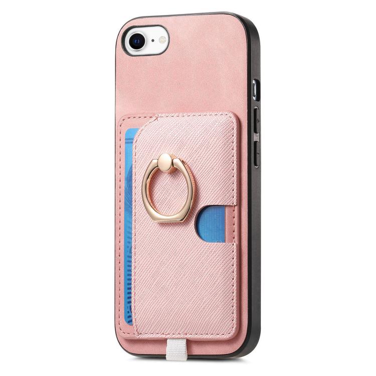 For iPhone 7 / 8 / SE 2022 Retro Cross Leather Ring Side Insert Card Bag MagSafe Phone Case(Pink) For iPhone 7 / 8 / SE 2022 Retro Cross Leather Ring Side Insert Card Bag MagSafe Phone Case(Pink)