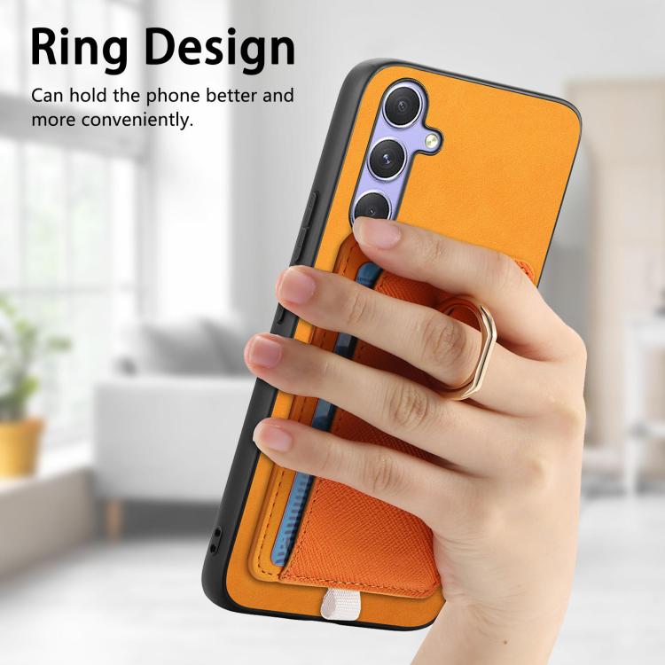 For Samsung Galaxy S23+ 5G Retro Cross Leather Ring Side Insert Card Bag MagSafe Phone Case(Yellow) For Samsung Galaxy S23+ 5G Retro Cross Leather Ring Side Insert Card Bag MagSafe Phone Case(Yellow)