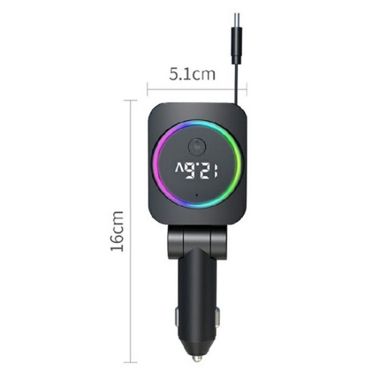 K38 Retractable Cable USB + Type-C Car Charger PD 30W Fast Charging Cigarette Lighter Adapter K38 Retractable Cable USB + Type-C Car Charger PD 30W Fast Charging Cigarette Lighter Adapter