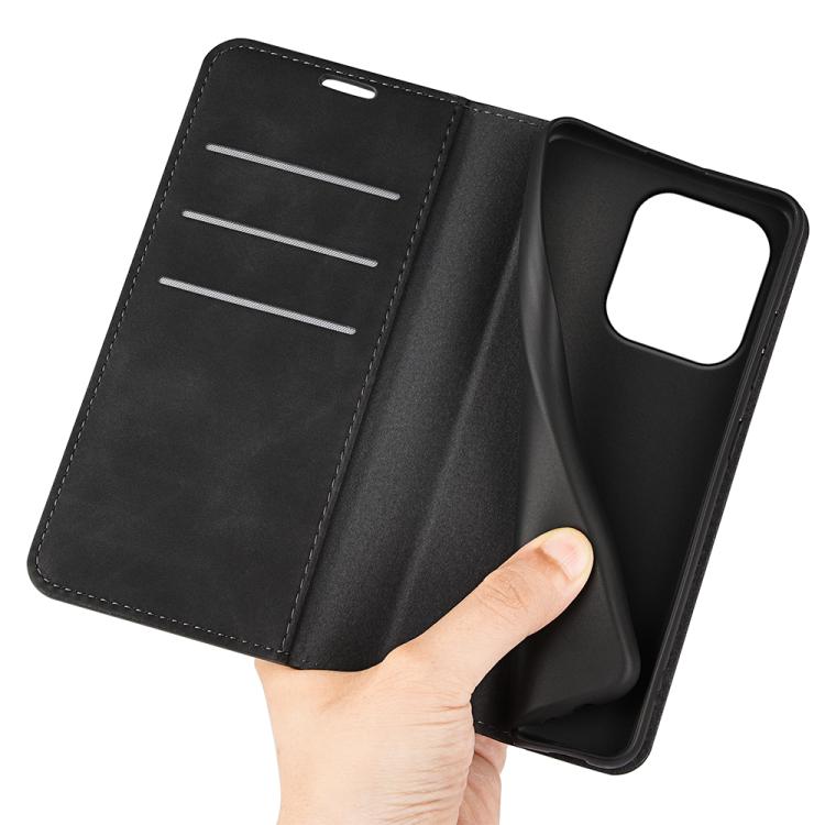 For Honor 600 Smart 5G Retro-skin Magnetic Suction Leather Phone Case(Black)