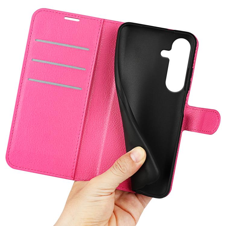 For Samsung Galaxy S25 5G Litchi Texture Horizontal Flip Leather Phone Case with Holder(Rose Red)