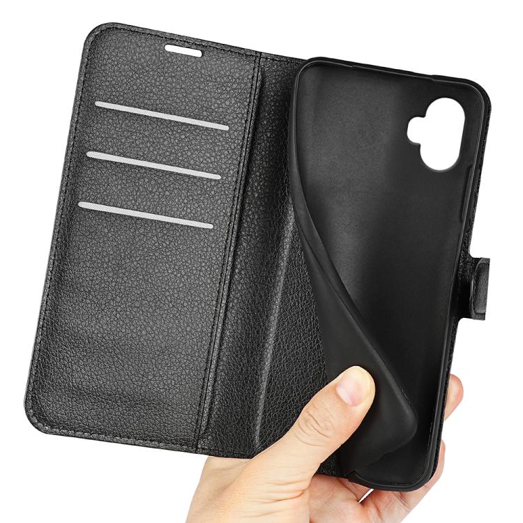 For Samsung Galaxy Xcover 7 Pro Litchi Texture Horizontal Flip Leather Phone Case with Holder(Black)