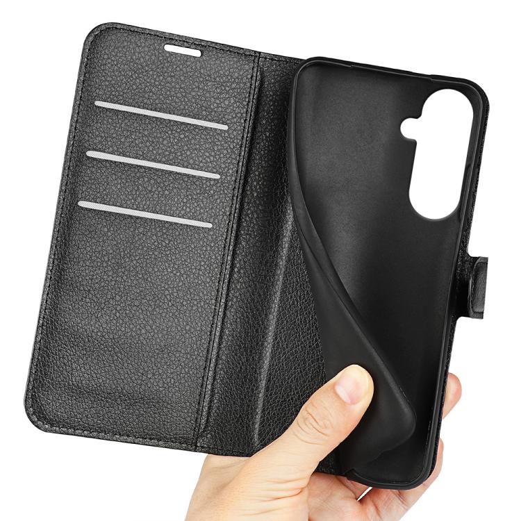 For Samsung Galaxy S26+ 5G Litchi Texture Horizontal Flip Leather Phone Case with Holder(Black)