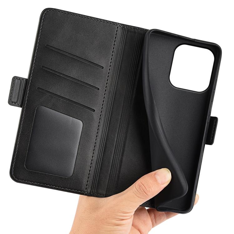 For Honor 600 Smart 5G Dual-side Magnetic Buckle Horizontal Flip Leather Phone Case(Black)