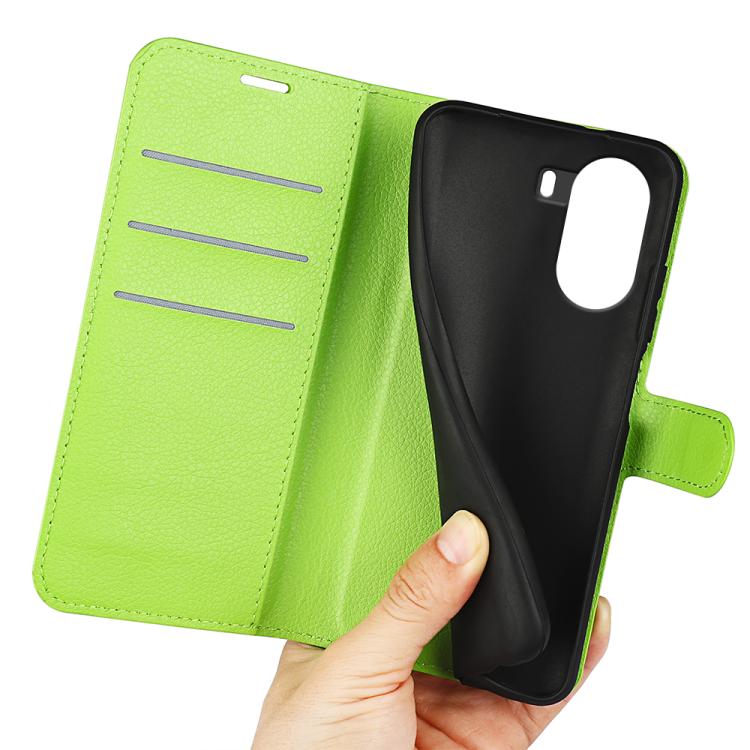 For Xiaomi Poco X7 Pro Litchi Texture Horizontal Flip Leather Phone Case with Holder(Green)