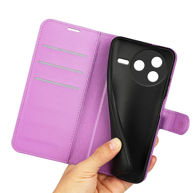 For Xiaomi Poco F7 Pro / Redmi K80 Litchi Texture Horizontal Flip Leather Phone Case with Holder(Purple)
