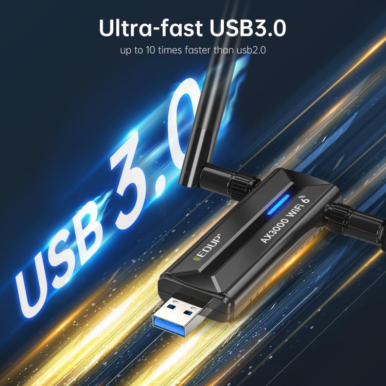 EDUP EP-AX1672 AX3000 USB 3.0 Wireless WiFi 6E Adapter 802.11g High Power Wireless USB Adapter 2.4GHz & 5GHz & 6GHz with Chipset MT7621AU - 2