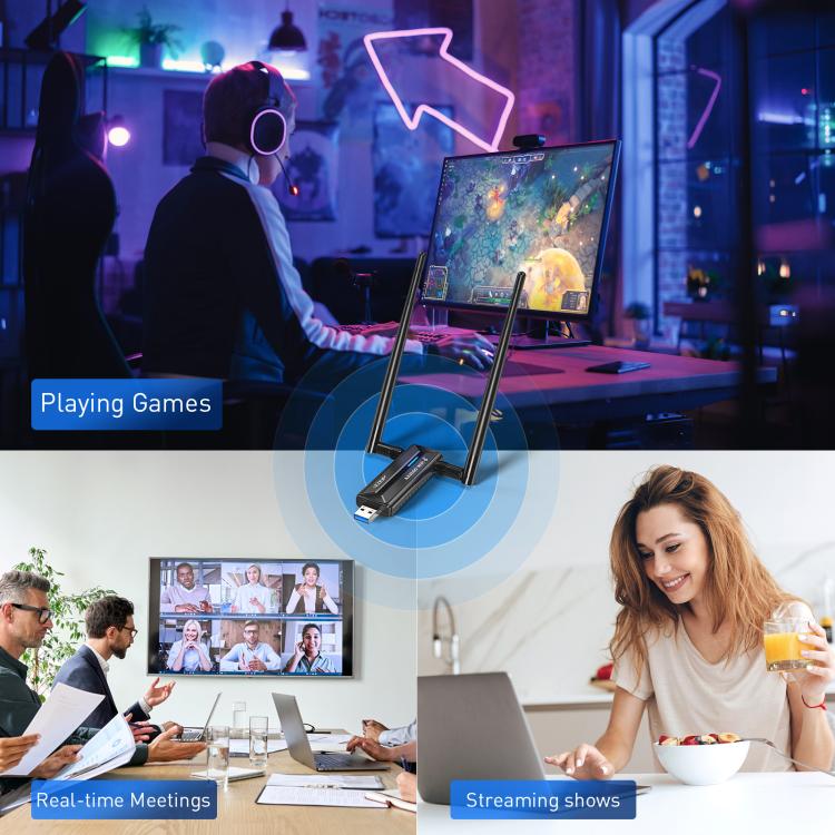 EDUP EP-AX1672 AX3000 USB 3.0 Wireless WiFi 6E Adapter 802.11g High Power Wireless USB Adapter 2.4GHz & 5GHz & 6GHz with Chipset MT7621AU - 4