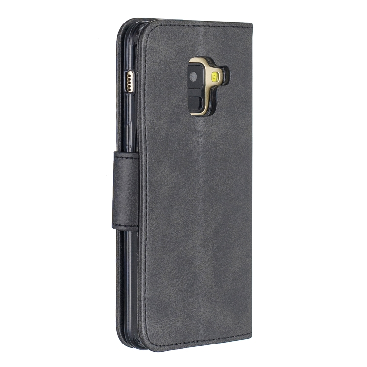 Retro Lambskin Texture Pure Color Horizontal Flip PU Leather Case for Galaxy A8 2018 & A530, with Holder & Card Slots & Wallet & Lanyard(Black) Retro Lambskin Texture Pure Color Horizontal Flip PU Leather Case for Galaxy A8 2018 & A530, with Holder & Card Slots & Wallet & Lanyard(Black)