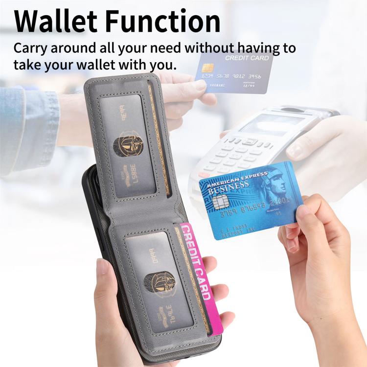 For Samsung Galaxy S23+ 5G Twill Fabric Leather Vertical Flip RFID Card Bag Phone Case(Gray)