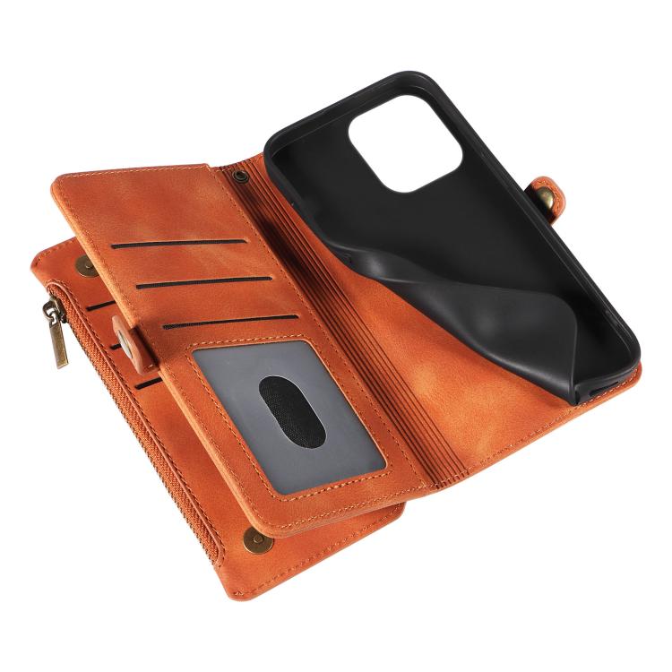 For iPhone 16 Pro Max Fantasy Multifunctional Zipper Wallet Leather Phone Case(orange)