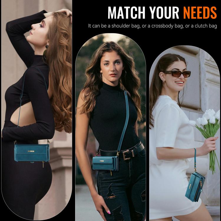 For Samsung Galaxy S25 Ultra 5G CaseMe C39 RFID Blocking Zipper Wallet Leather Phone Case with Crossbody Strap(Green)