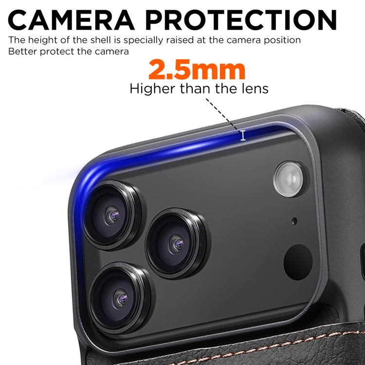 For iPhone 18 Pro Suteni Q05 2-in-1 Multi-function MagSafe Wallet Litchi Leather Phone Case(Black)