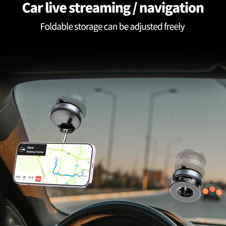 K007 Dashboard Stand 360 Degree Rotation Car Suction Cup Base Magnetic Mount Phone Holder(Black) - B6