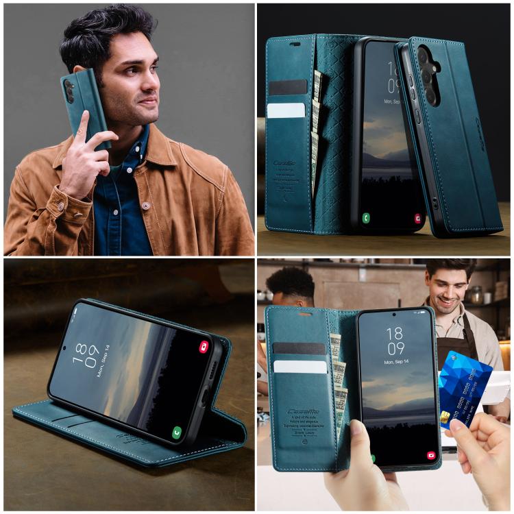 For Samsung Galaxy S24+ / S25+ 5G CaseMe 033 Calf Leather Lining Microfibre RFID Blocking Phone Case(Green)