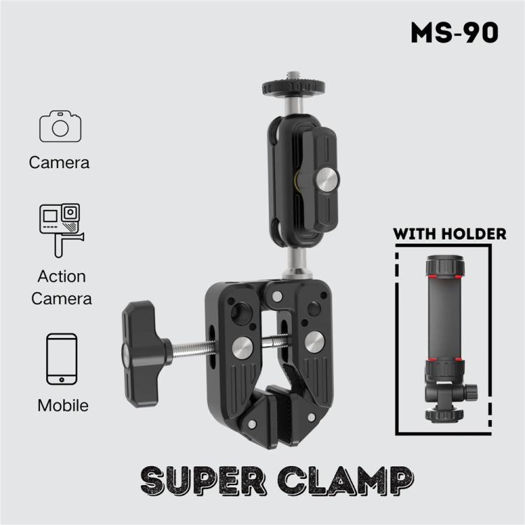 JMARY MS-90 For Action Cameras Super Clamp Mount Magic Arm Double Ball Head Adapter - 1