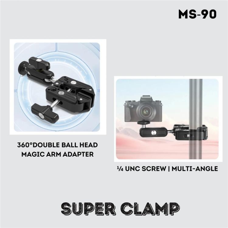 JMARY MS-90 For Action Cameras Super Clamp Mount Magic Arm Double Ball Head Adapter - 2