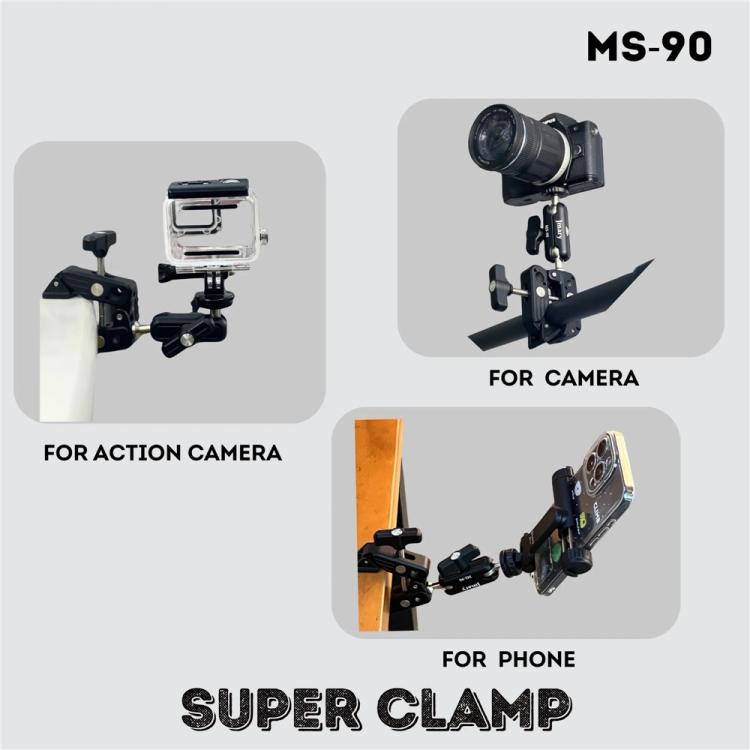 JMARY MS-90 For Action Cameras Super Clamp Mount Magic Arm Double Ball Head Adapter - 3