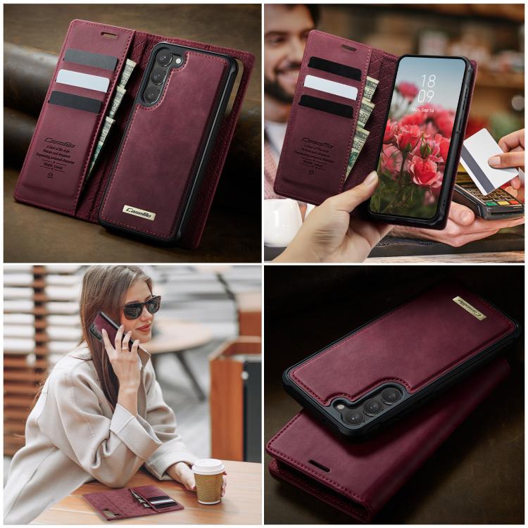 For Samsung Galaxy S23 5G CaseMe C49 Magnetic RFID Blocking Detachable Wallet Leather Phone Case(Red)