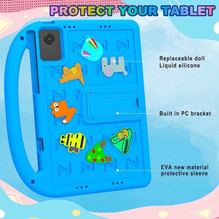 For Lenovo Idea Tab Plus Pad 12.1 Cartoon Sparrow EVA Shockproof Tablet Case with Shoulder Strap(Blue)