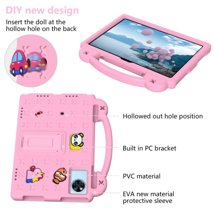 Coque Protection Tablette DOOGEE G6 11 Pouces - Support Intégré, Dragonne, Anti-chute | Design Fin, Couleur Rouge Rose