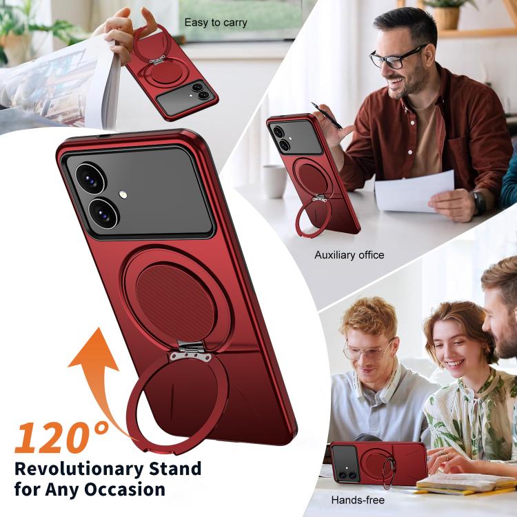 For Galaxy S26 Edge 5G Kalebol Magnetic MagSafe Rotation Holder PC Phone Case(Red)