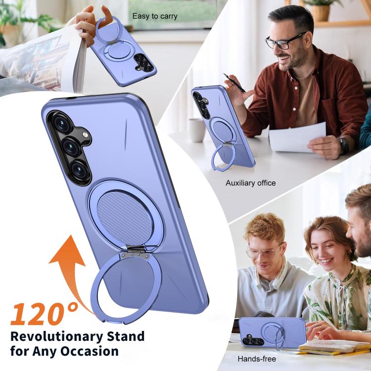 For Galaxy S24+ 5G Kalebol Magnetic MagSafe Rotation Holder PC Phone Case(Lilac)