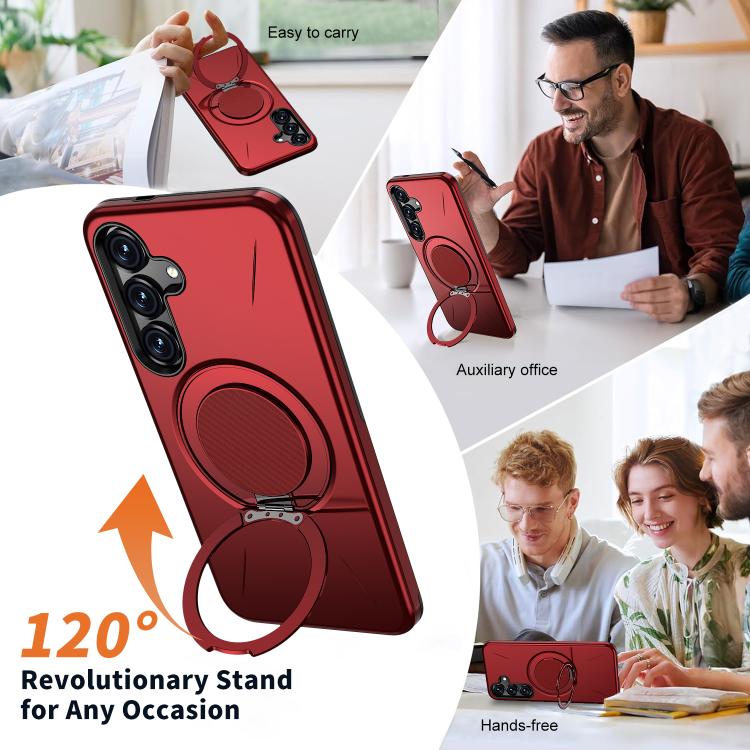 For Galaxy S23+ 5G Kalebol Magnetic MagSafe Rotation Holder PC Phone Case(Red)