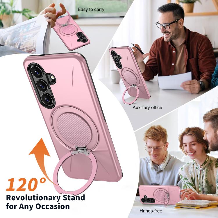 For Galaxy S26+ 5G Kalebol Magnetic MagSafe Rotation Holder PC Phone Case(Pink)