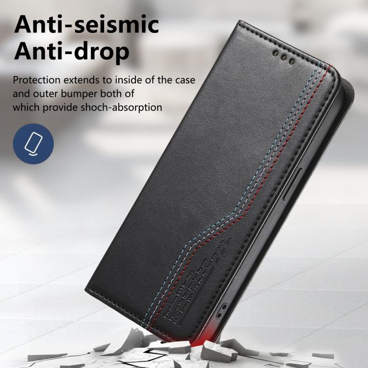 Étui Portefeuille HualuBro Pour Motorola Moto E 2020 - Cuir Synthétique Noir - Rabat Magnétique, 3 Fentes Cartes