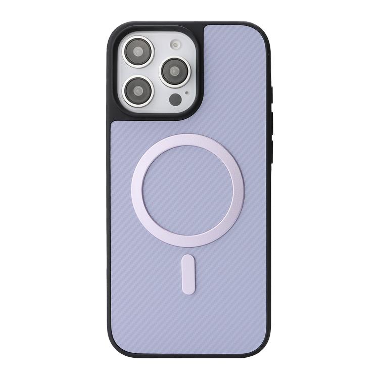 For iPhone 14 Pro Carbon Fiber MagSafe Faux Leather Phone Case(Purple) 2