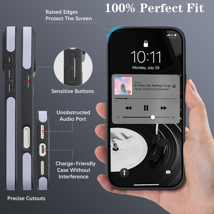 For iPhone 14 Pro Carbon Fiber MagSafe Faux Leather Phone Case(Purple) 3