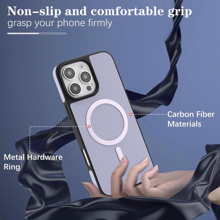 For iPhone 14 Pro Carbon Fiber MagSafe Faux Leather Phone Case(Purple) 6