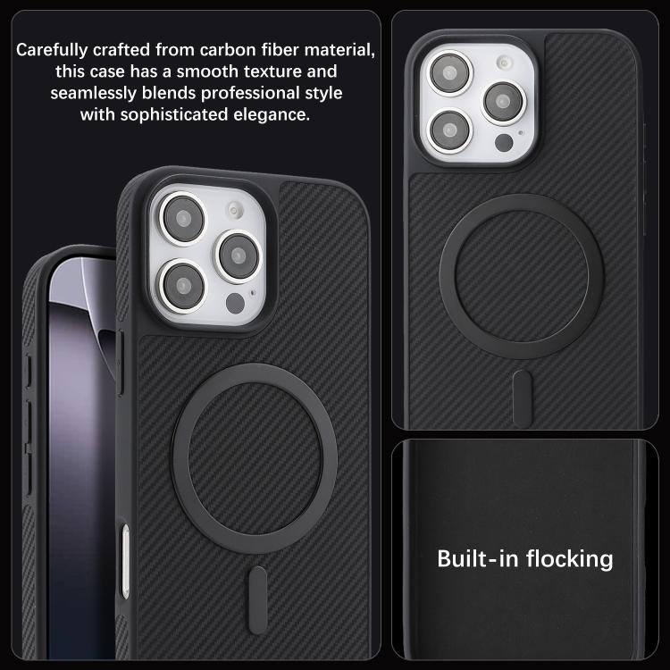 For iPhone 13 Pro Max Carbon Fiber MagSafe Faux Leather Phone Case(Black) 4