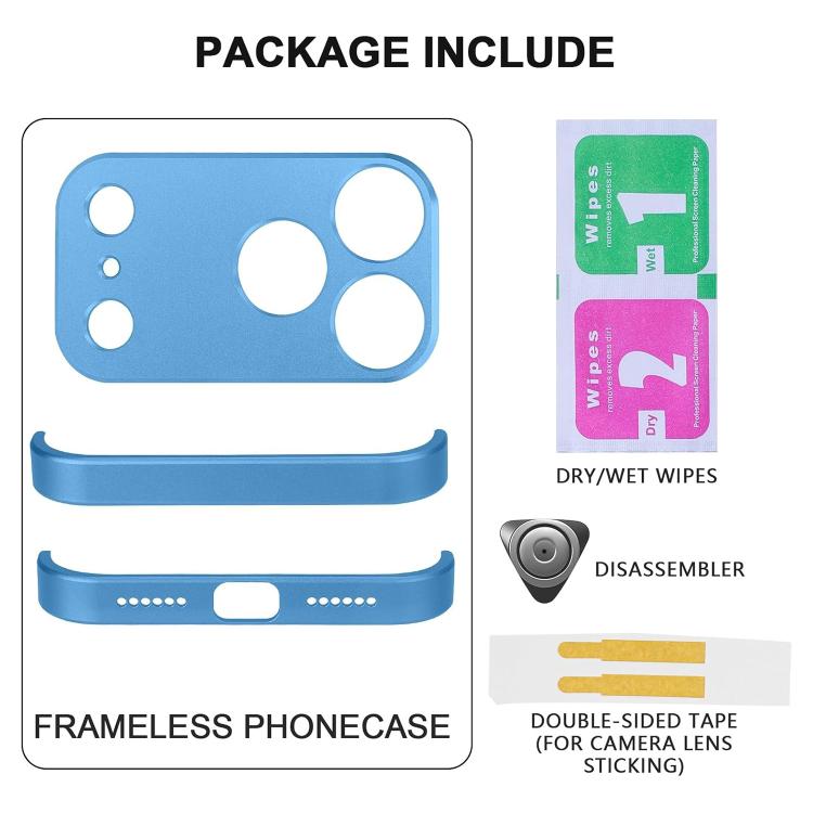 For iPhone 18 Pro Ultra-thin Frameless Titanium Alloy Four Corner Shockproof Phone Case(Light Blue)