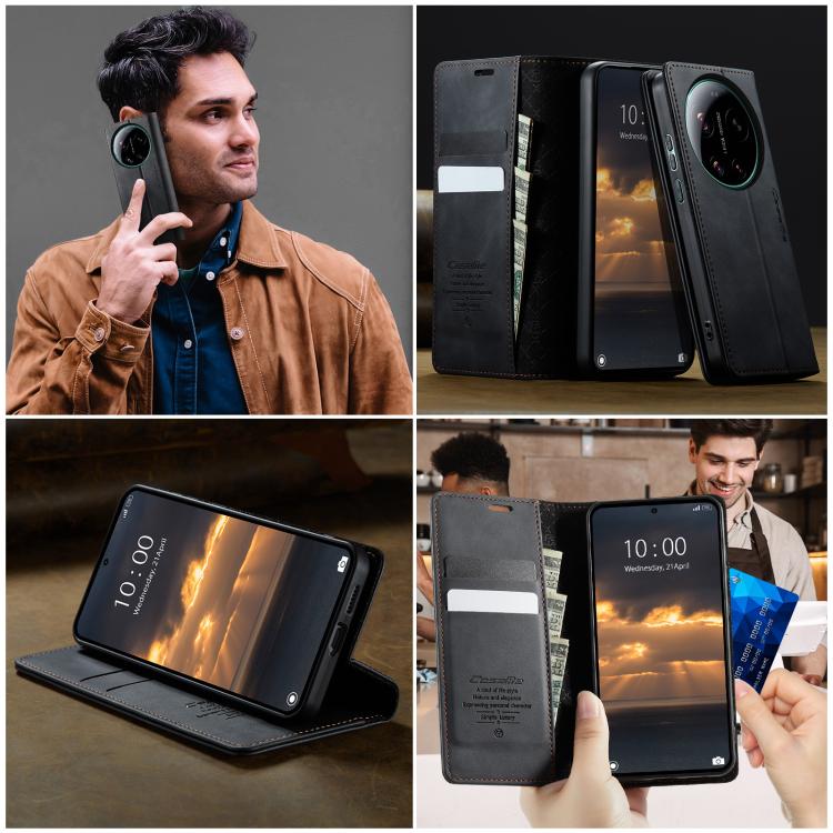 For Xiaomi 17 Ultra CaseMe 033 Calf Leather Lining Microfibre RFID Blocking Phone Case(Black)