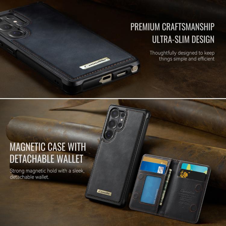 For Galaxy S26 Ultra 5G CaseMe Me80 Series Detachable Wallet Magnetic RFID Vegan Leather Phone Case(Black)