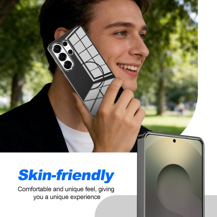 For Samsung Galaxy S26+ 5G Electroplated Metal Button Shockproof Magnetic Phone Case(Black)