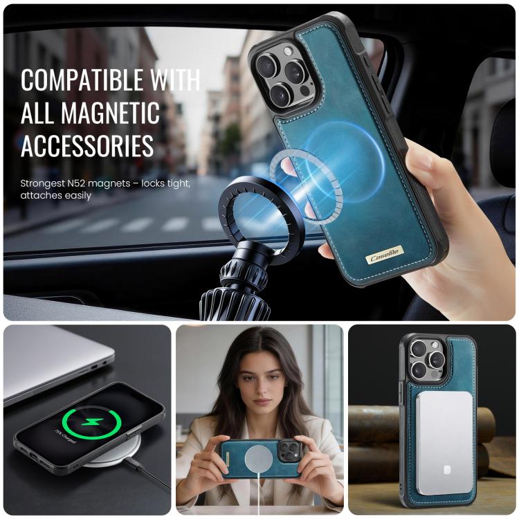 For iPhone 15 Pro Max CaseMe C69 Series Magnetic Vegan Leather Back Phone Case(Green)